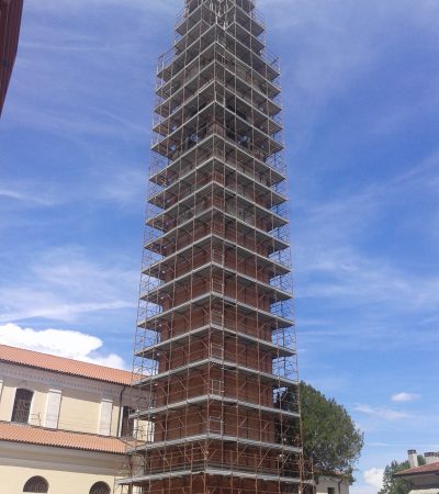 Restauro conservativo della torre campanaria di Ormelle.