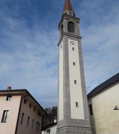 Lavori di restauro conservativo della torre campanaria della chiesa parrocchiale di Farra d’Alpago.